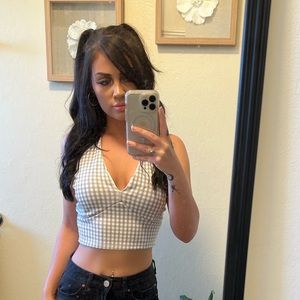 Grey checkered halter top